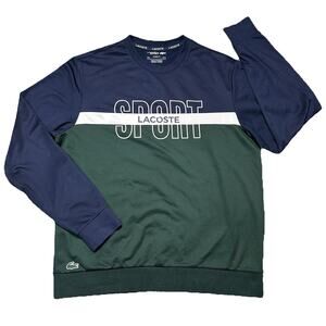Lacoste Sport Sweatshirt Mens Size XL Green Blue Colorblock Crewneck Spell Out